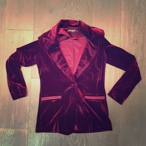 Burgundy velvet blazer